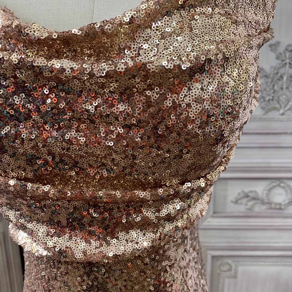 16-Size Plus Size Gold Sequined Fabric Split-Hem Dress 0903C (1)