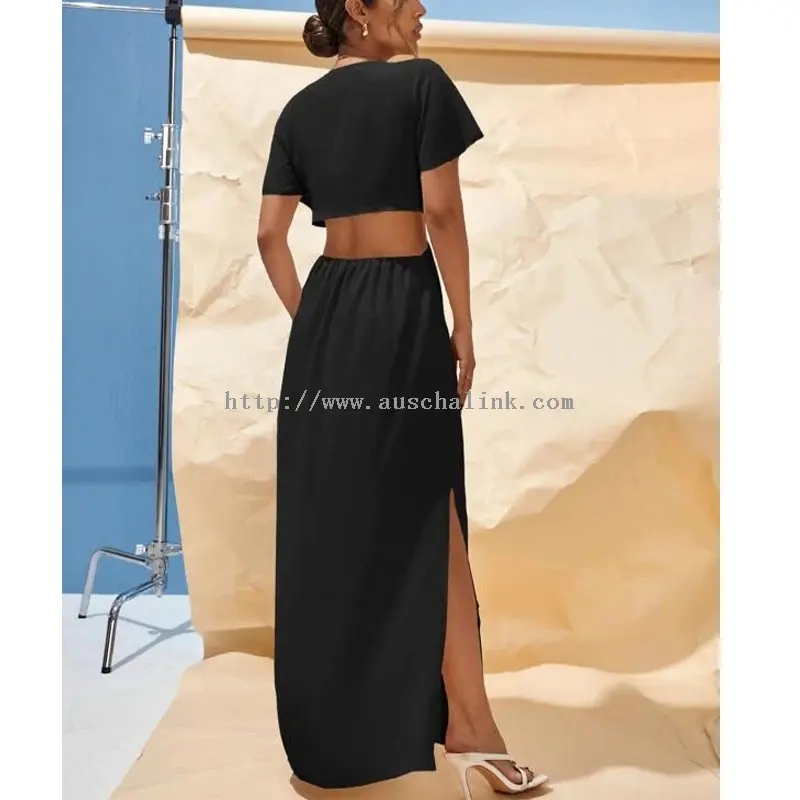 Apricot Sexy Cut Out Backless Maxi ဂါဝန် (၄)