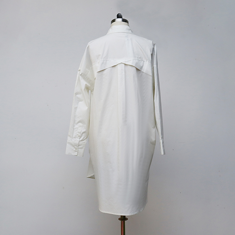 Großes Teller-Hemd, neues Damenkleid mit lässigem, langärmeligem, einreihigem, schlankmachendem Midirock (4)