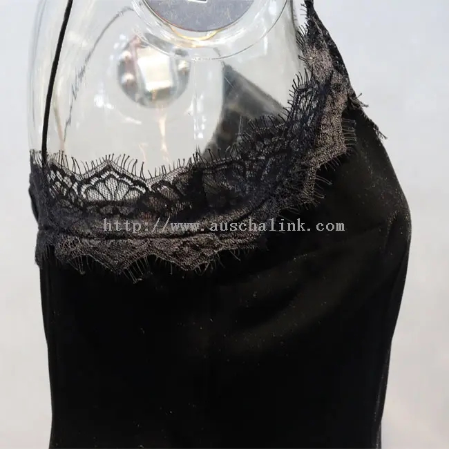 Black Asymmetrical Halter Lace Sexy Top Vest (2)