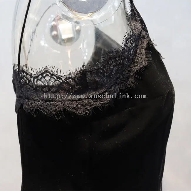 Gilet top sexy in pizzo nero asimmetrico con cavezza (2)