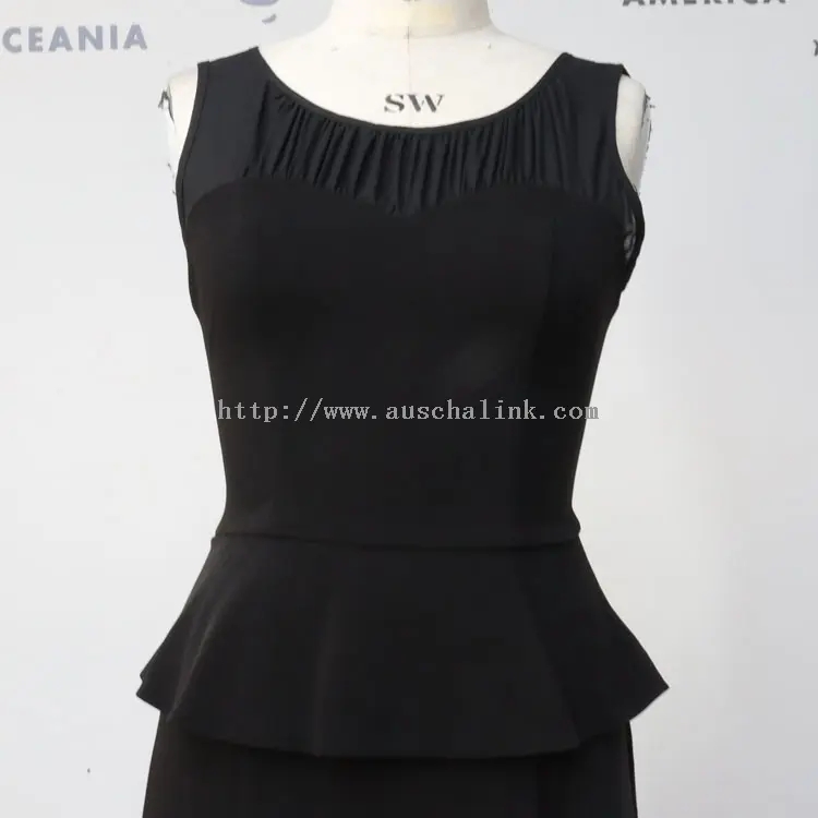 Black Casual Career Split Sleeveless Dress (1)