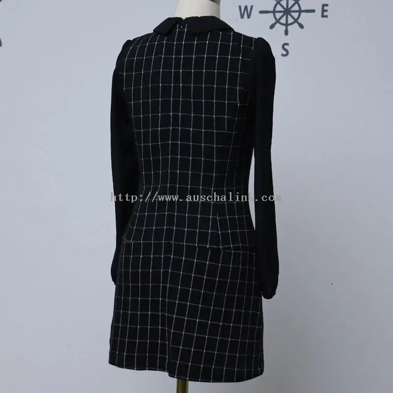 Labbiska Mihnadda ee loo yaqaan 'Chiffon Patchwork Black Checkered' (3)