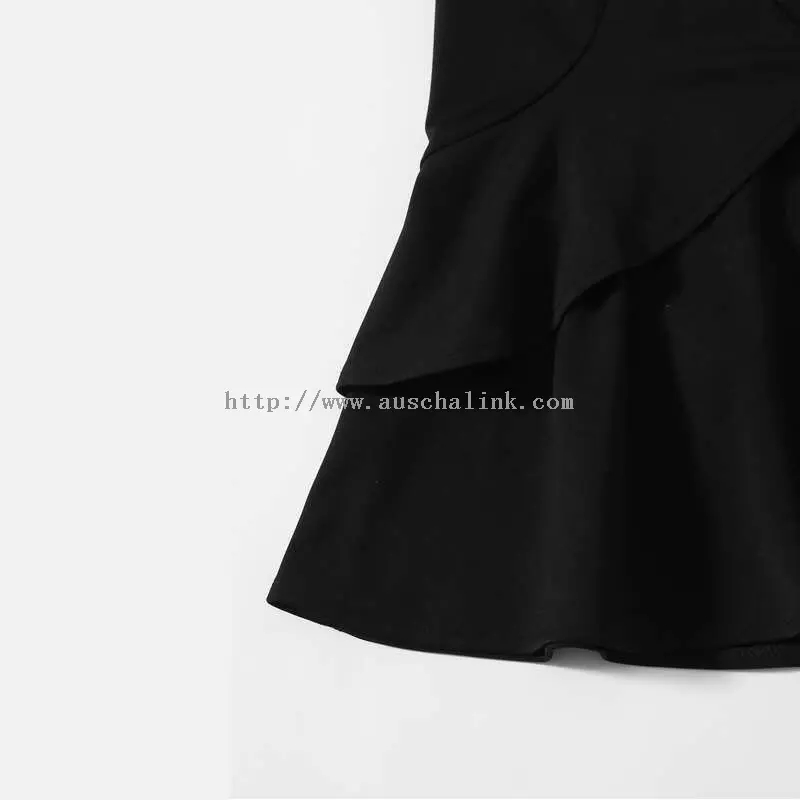 Black Chiffon Elegant Fishtail Midi Skirt (4)