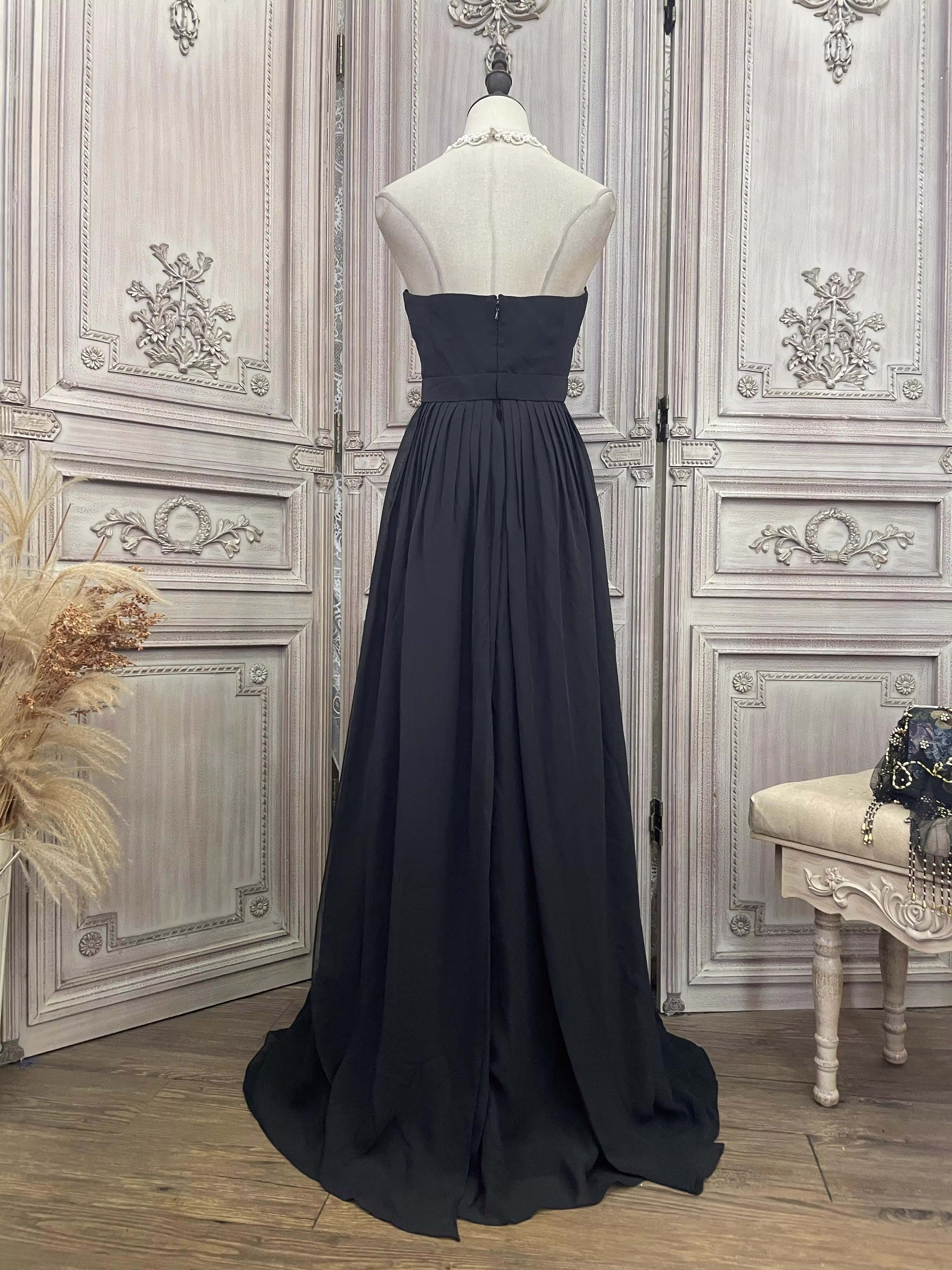 Siyah Şifon Sade Yeni Moda Tasarım Elbiseler Hizmeti (2)