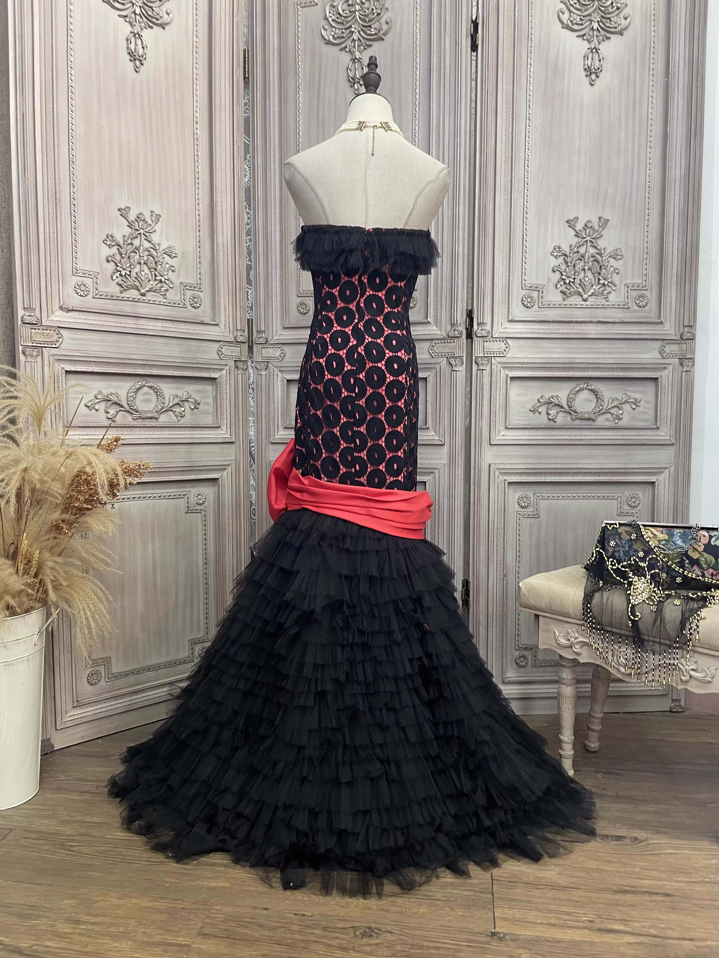 Black Fishtail Mesh Cake Western Party Wear Dresses Suppliers (1)