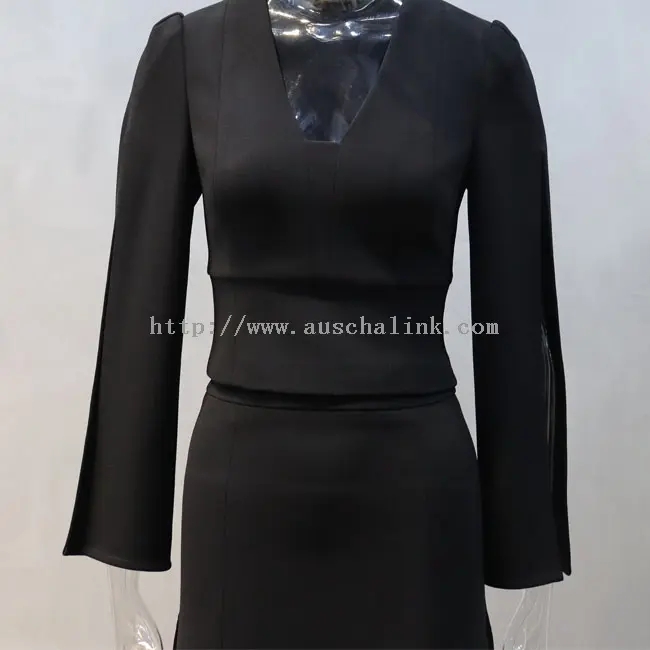 Black Irregular Elegant Professional Women Top Skirt (1)