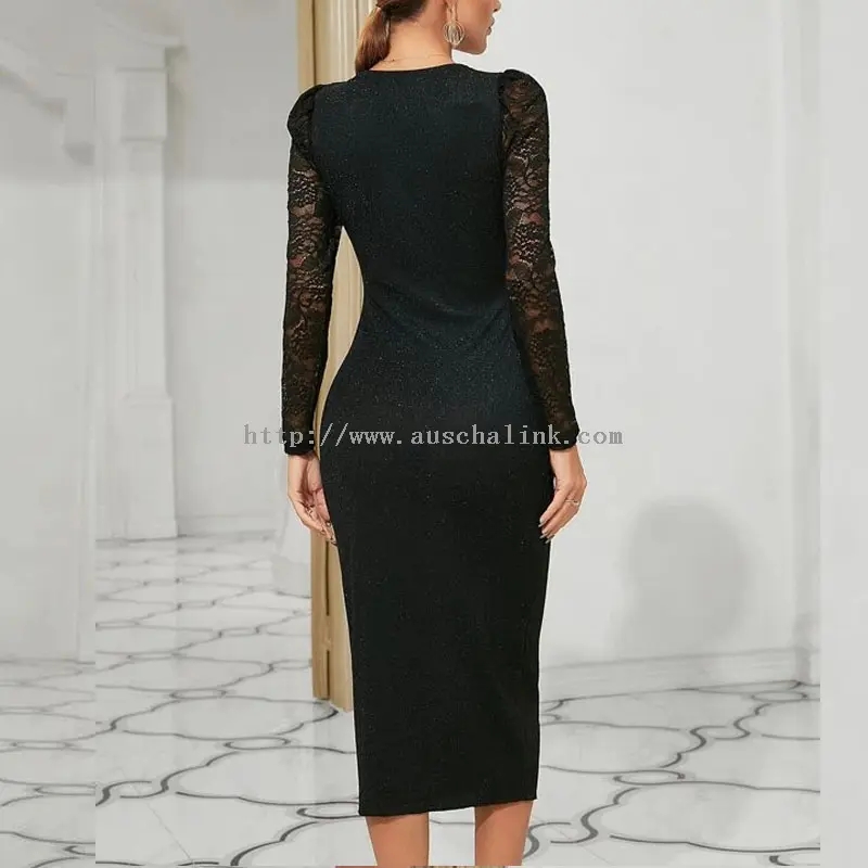 Dub Lace V-Neck Sequin Elegant Midi Hnav (4)