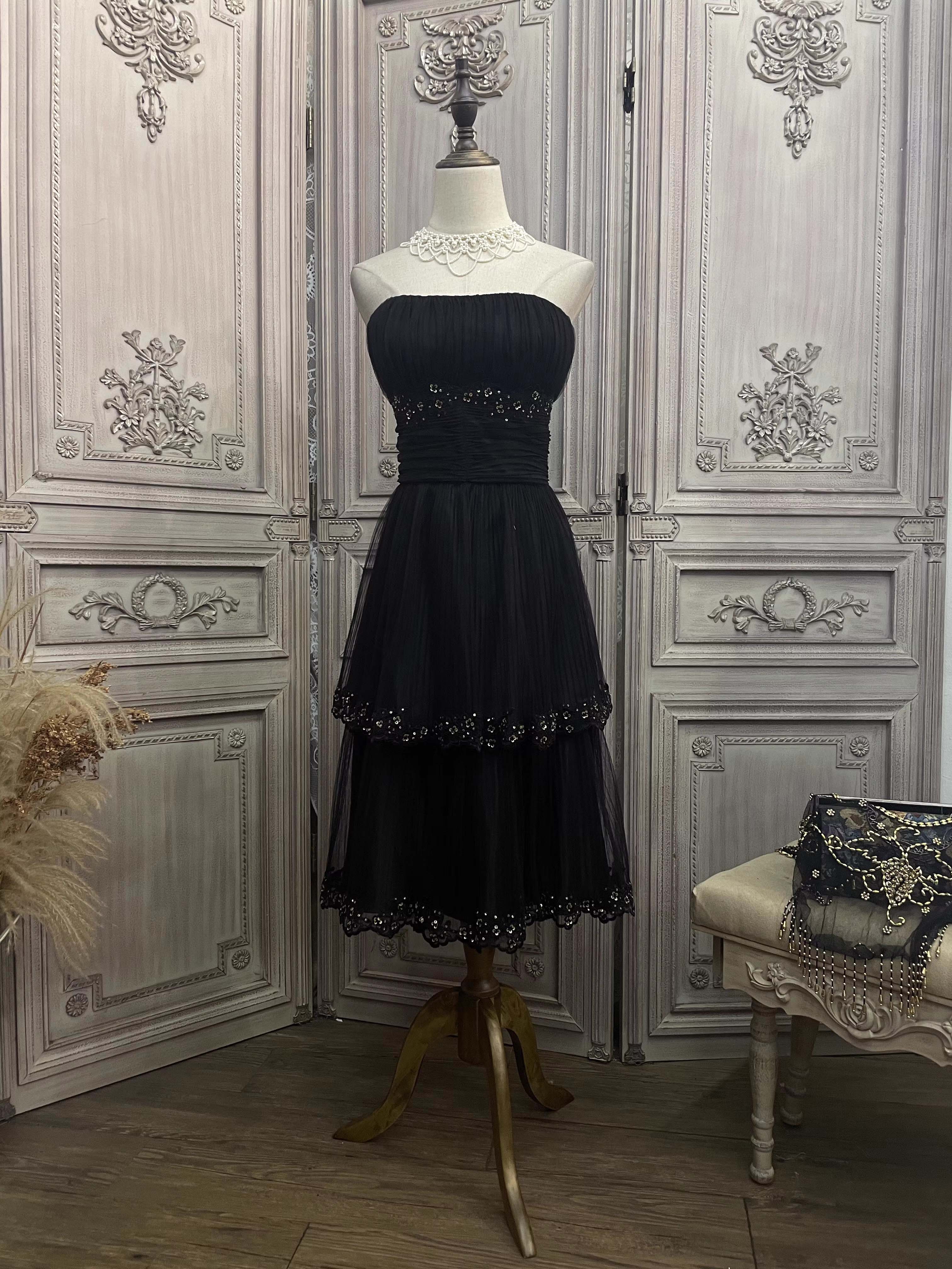 Μαύρο διχτυωτό Midi Καλύτερο Καλοκαιρινό Φόρεμα Εξαγωγείς (3)