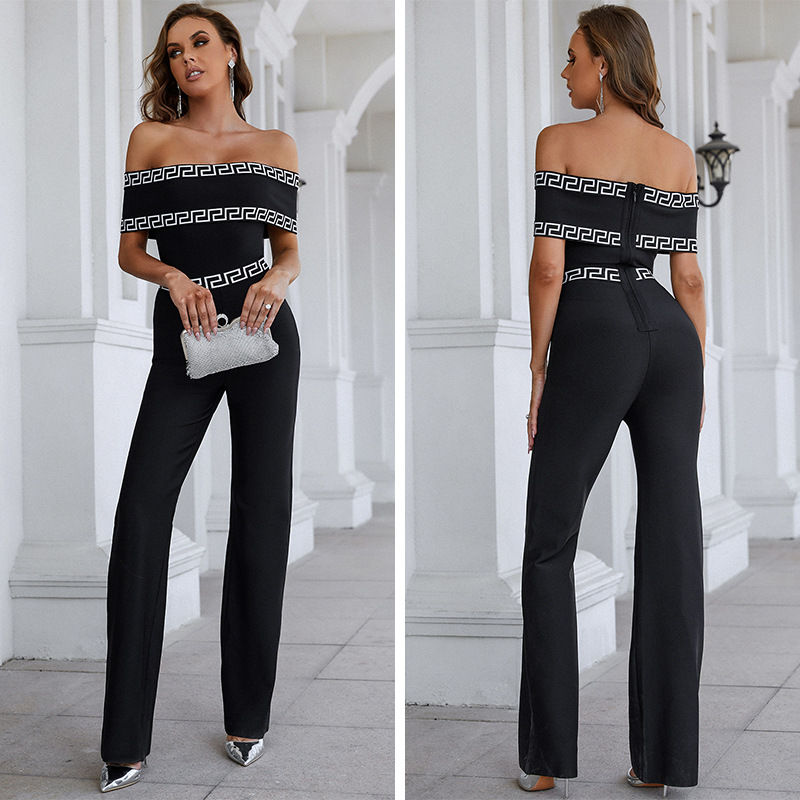 Black Printed Embroidered One Piece Jumpsuit (5)