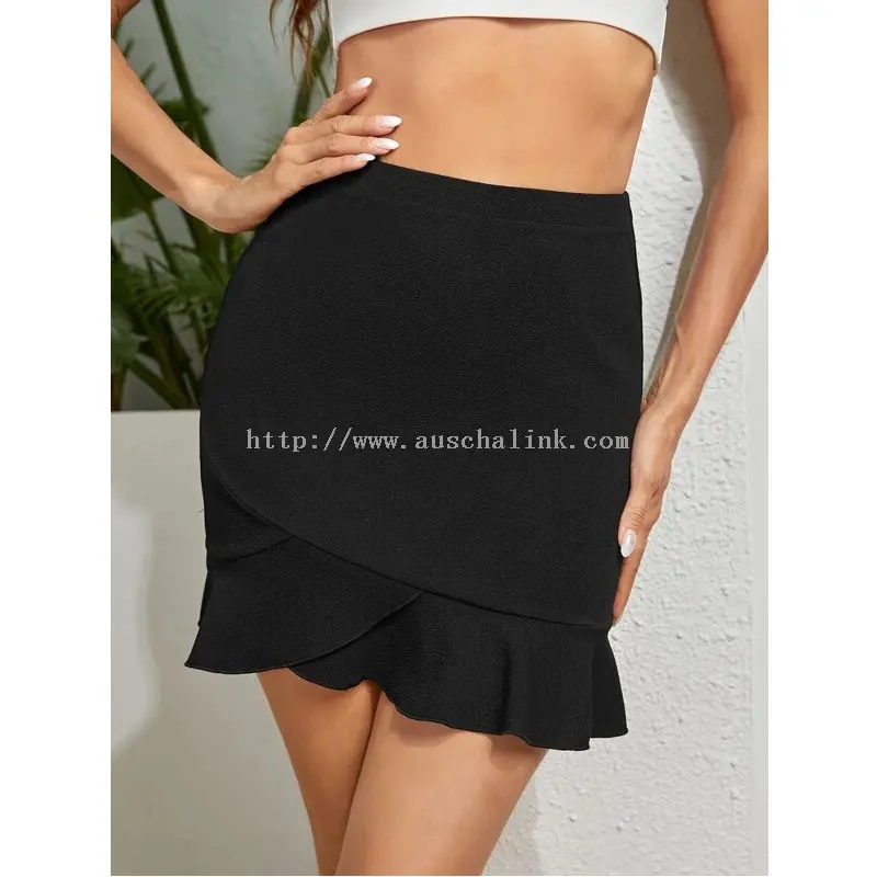 Černá volánová sexy mini teplá krátká sukně (1)