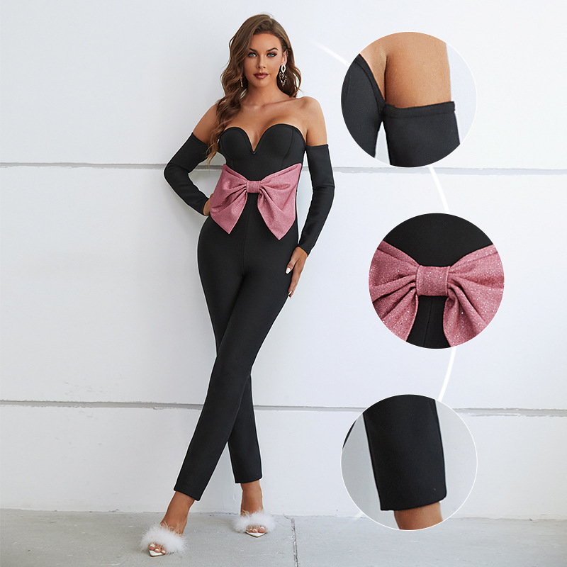 Sexy Bustier One Piece Bow Bodysuit Bodysuit (3)