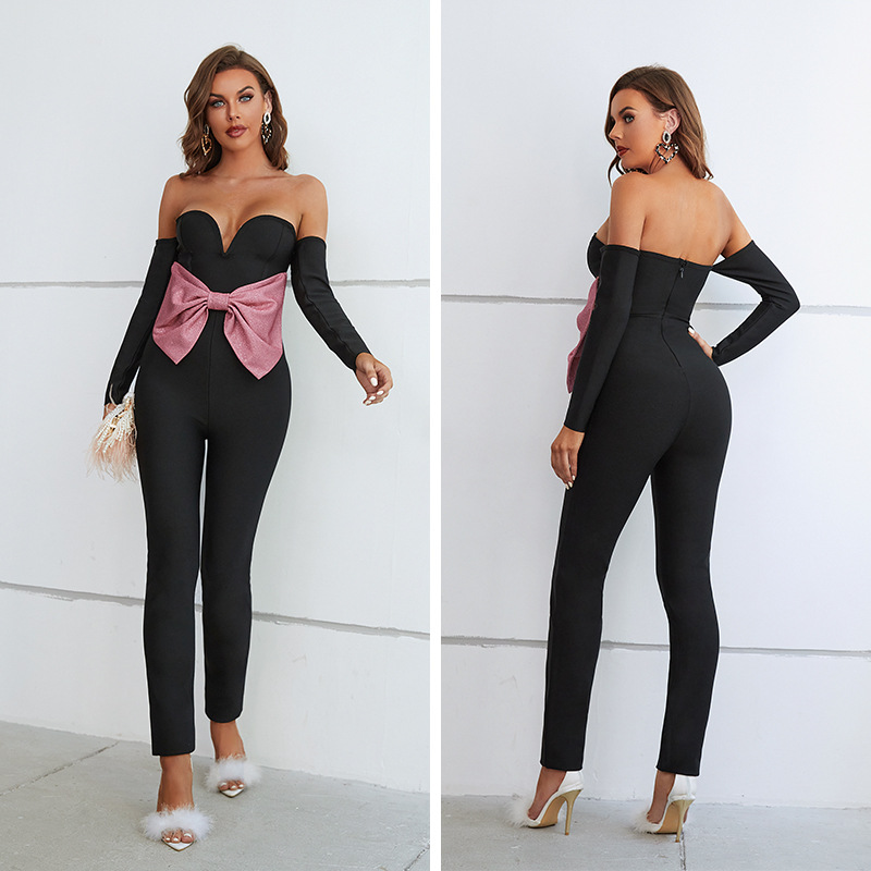 Sexy Bustier One Piece Bow Bodysuit Bodysuit (9)