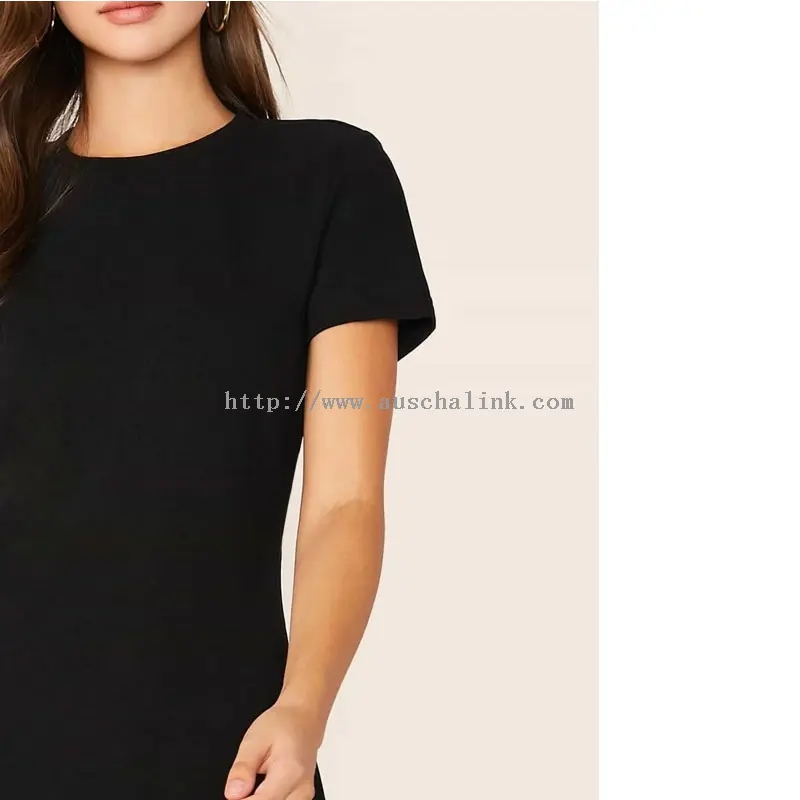 Black Short Sleeve Tight Casual Dress (1)