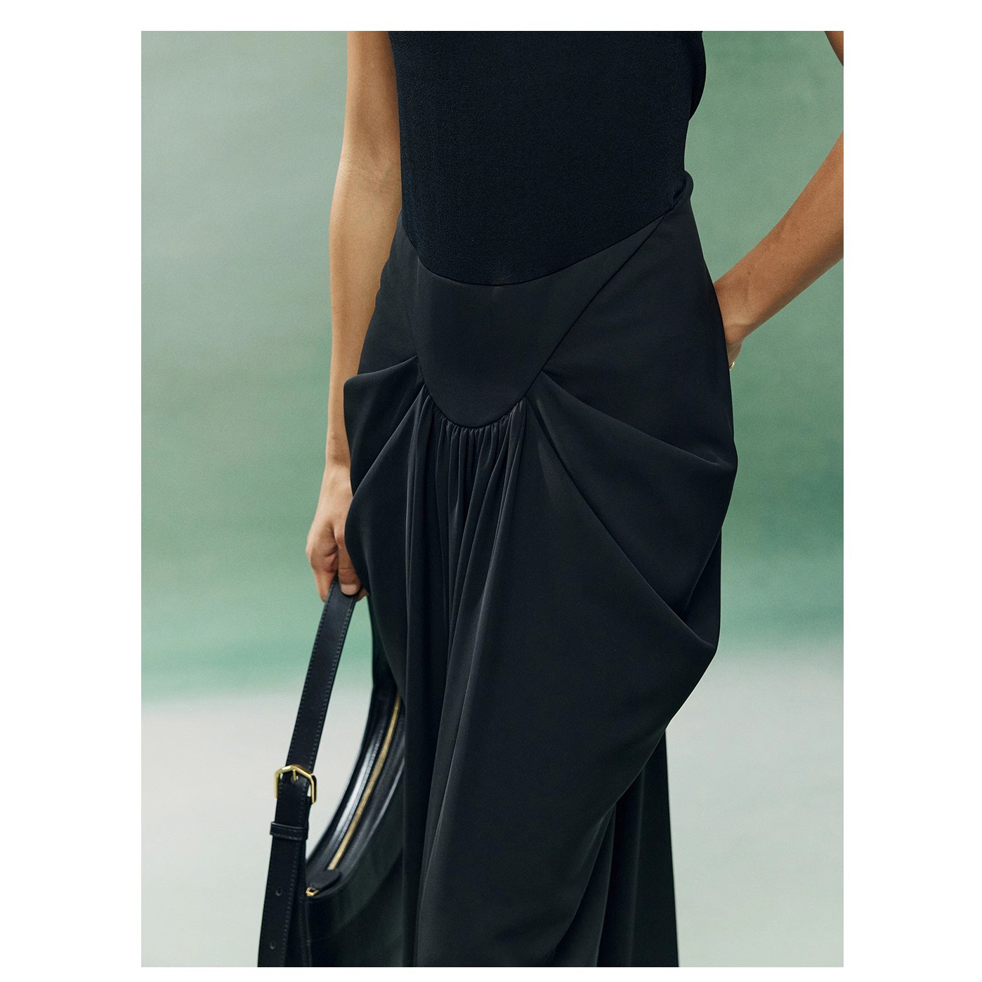 Black Summer Slim Patchwork Long Dress Manufacturer (2)