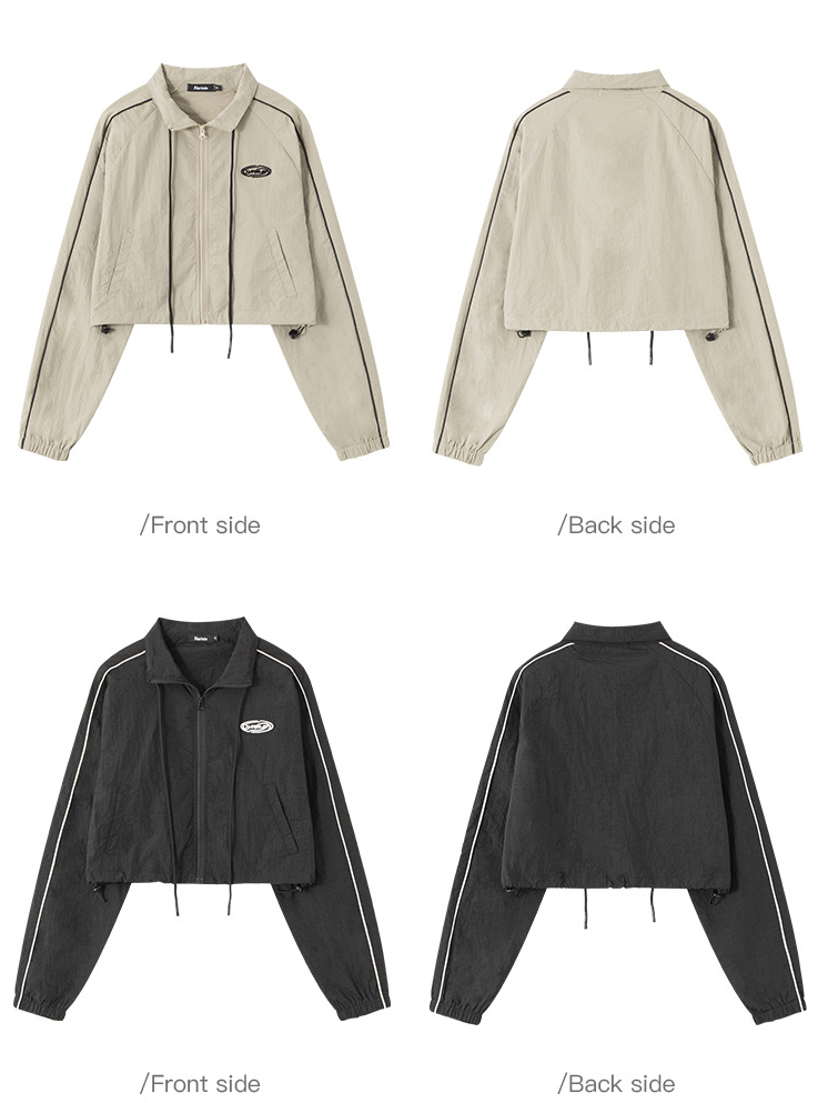 Casual Long Sleeve Windbreaker Jacket Drawstring Skirt 2 Pieces Set (8)