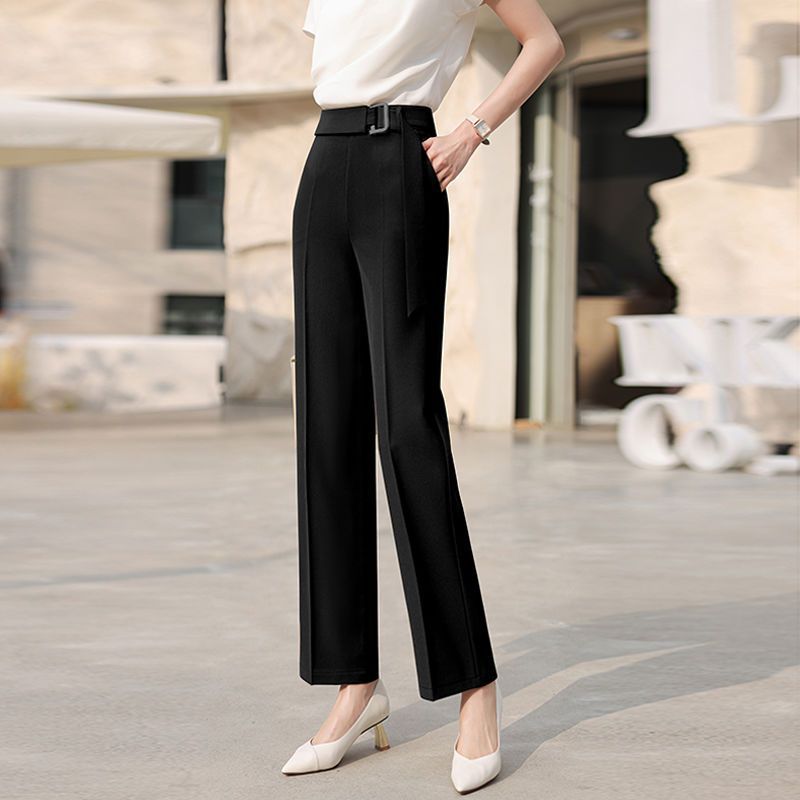 Pantalon de costume taille haute pour femme, café, travail de bureau (4)