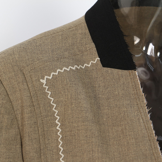 Color-Blocked Raw-Edge Special-Cut Fashion Blazer  (4)