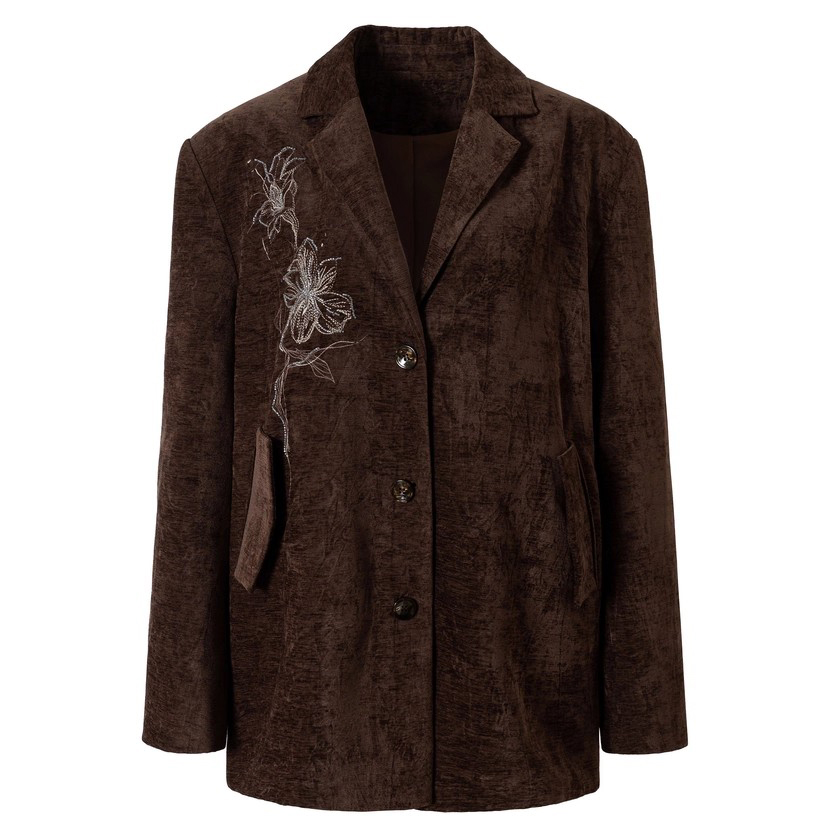 Custom Beaded Jacquard Blazer Velvet Jacket (3)