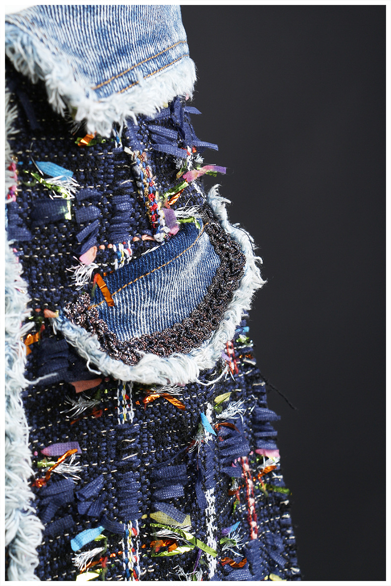 Custom Denim Patchwork 3D Woven Ribbon Pocket Skirt (4)