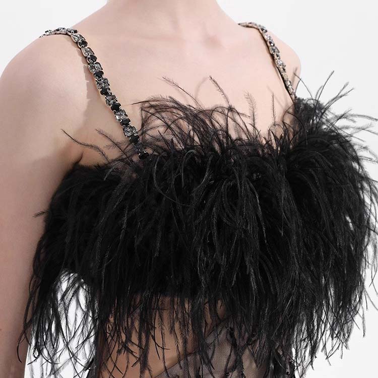 Custom Handmade Feather and Sequined Strapless Dress (3)