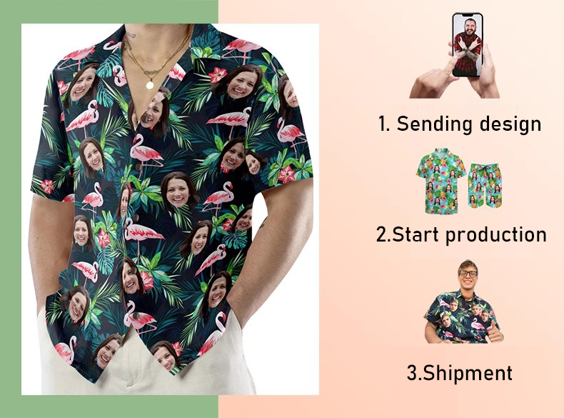 Räätälöidyt havaijilaiset painetut paidat Beach Short Valmistaja (6)