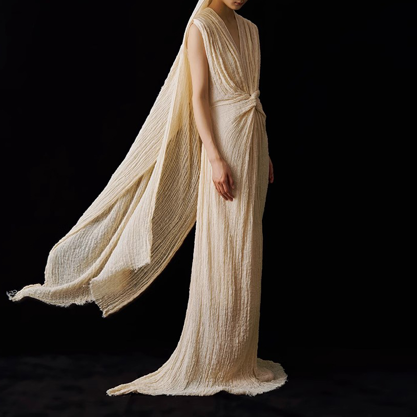 Custom Hemp Elegant Robe Dress Manufacturer (4)