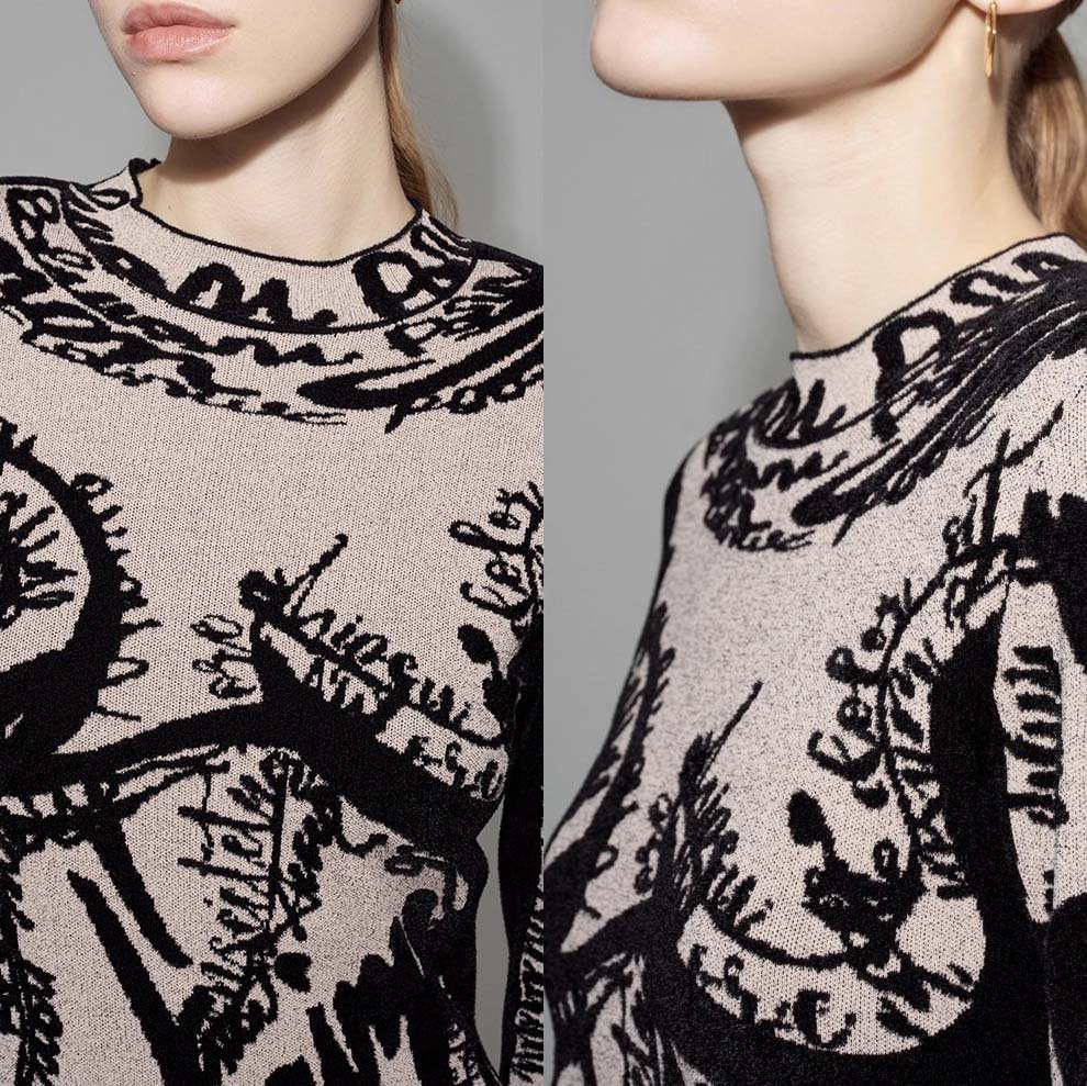 Custom Knit Printed Bodycon Dress (4)