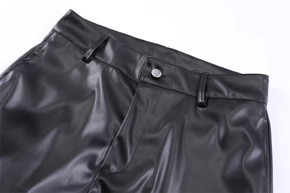 Proveedor de damas con diseño de pantalón nuevo OEM de cuero personalizado (4)