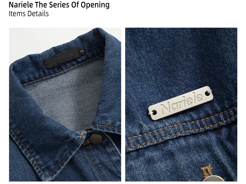 Aṣa Logo Owu Denimu Jakẹti Casual (2)