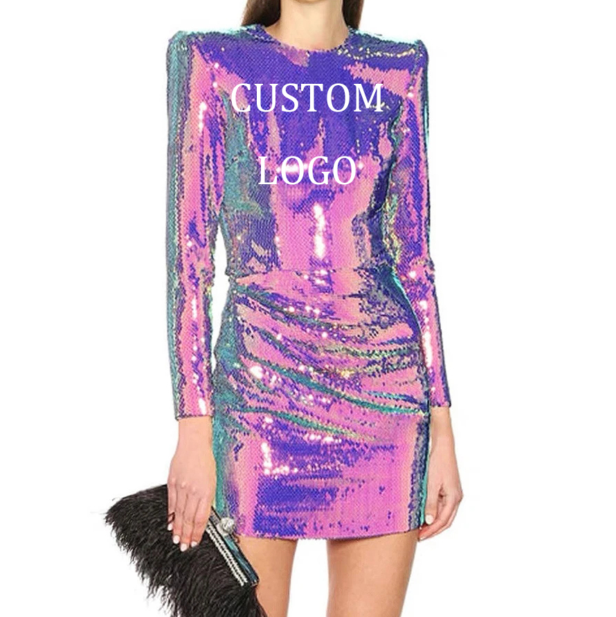 စိတ်ကြိုက် Logo Sequin Mini Dress (၂) ခု၊