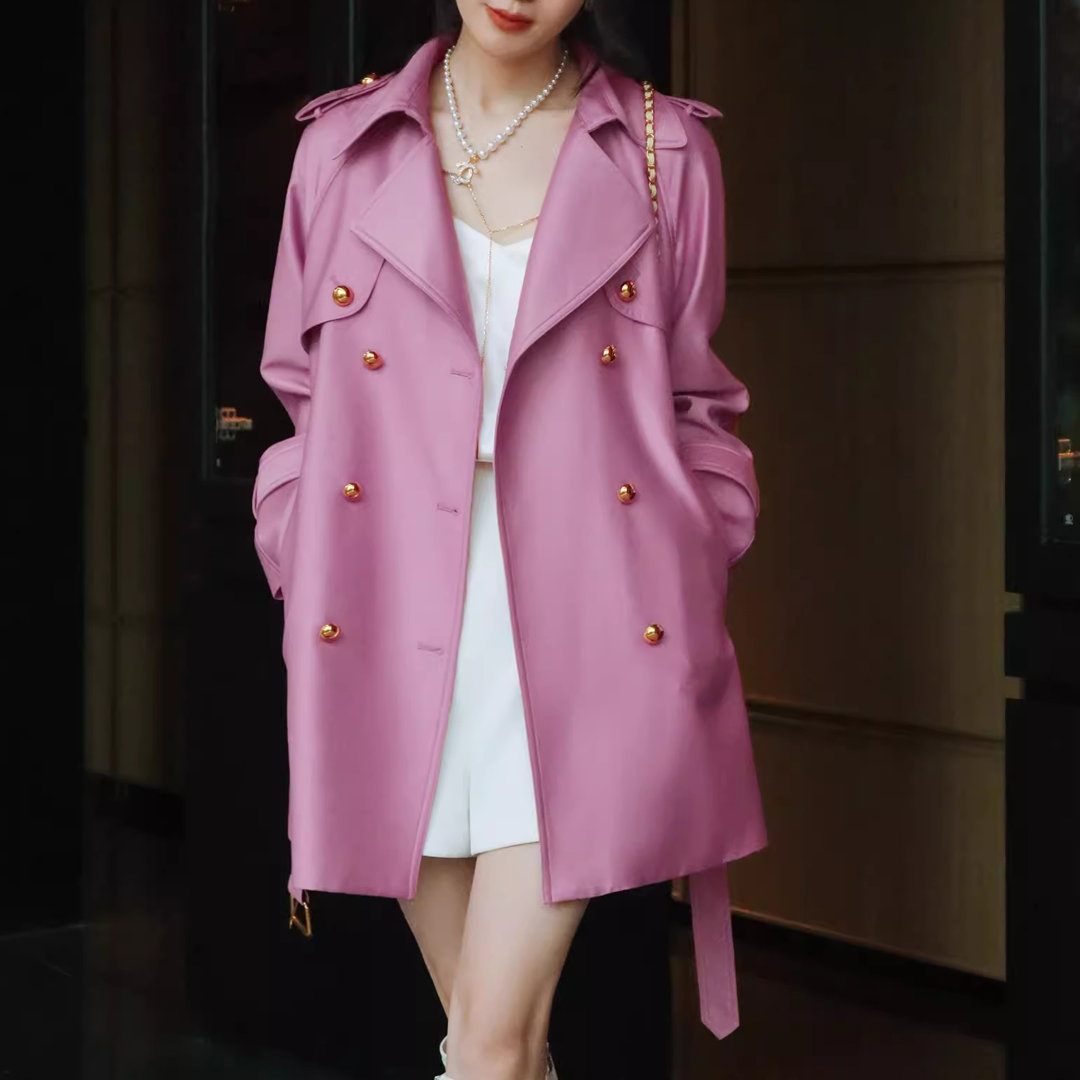 Custom Luxury Lace Up Trench Coat Factory (3)