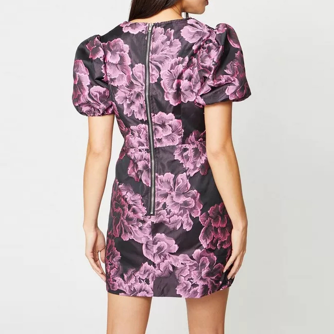 Custom Petite Floral Jacquard Mini Dress Factory (3)