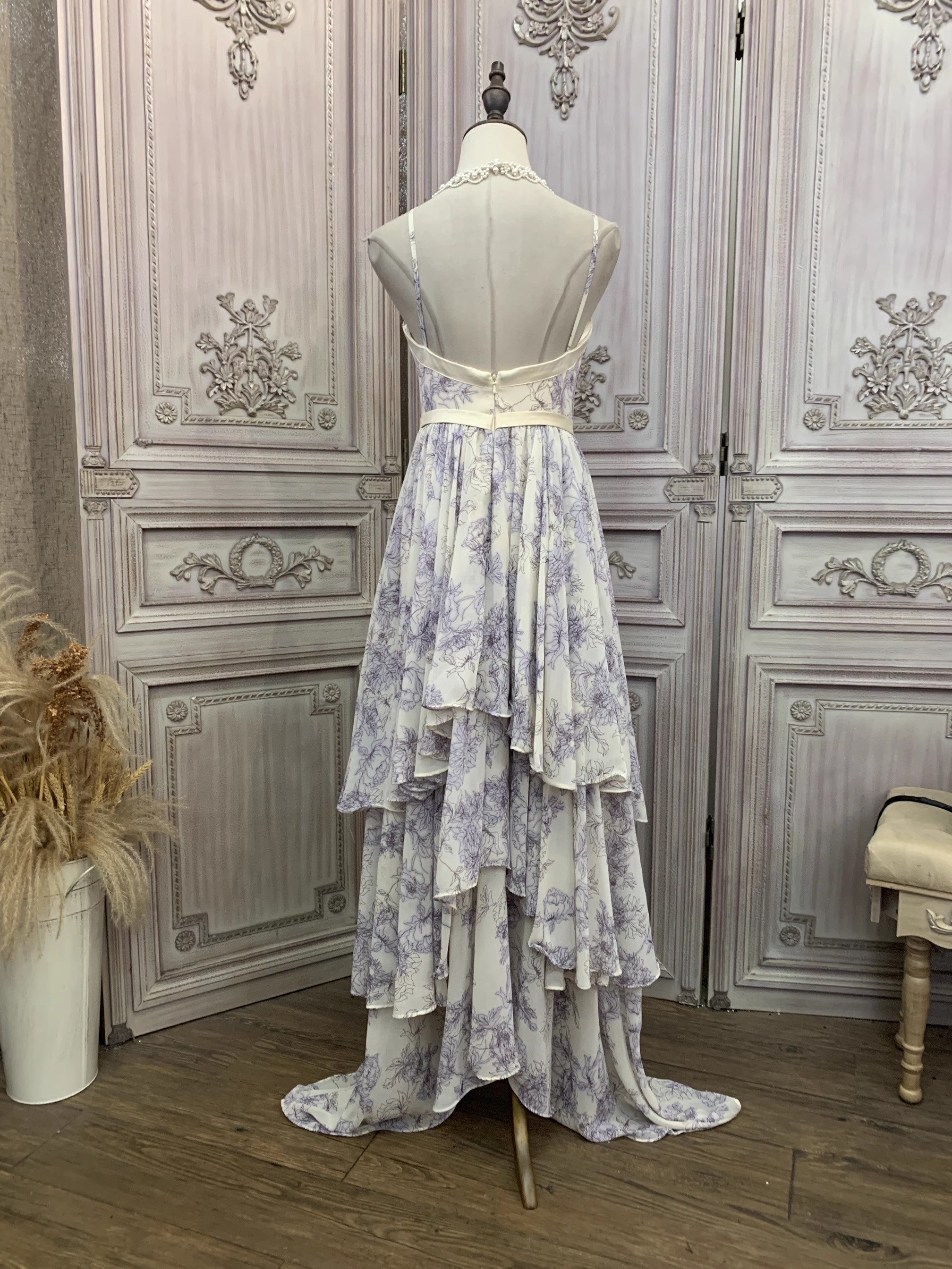 Custom Printed Crepe Strapless Dress (1)