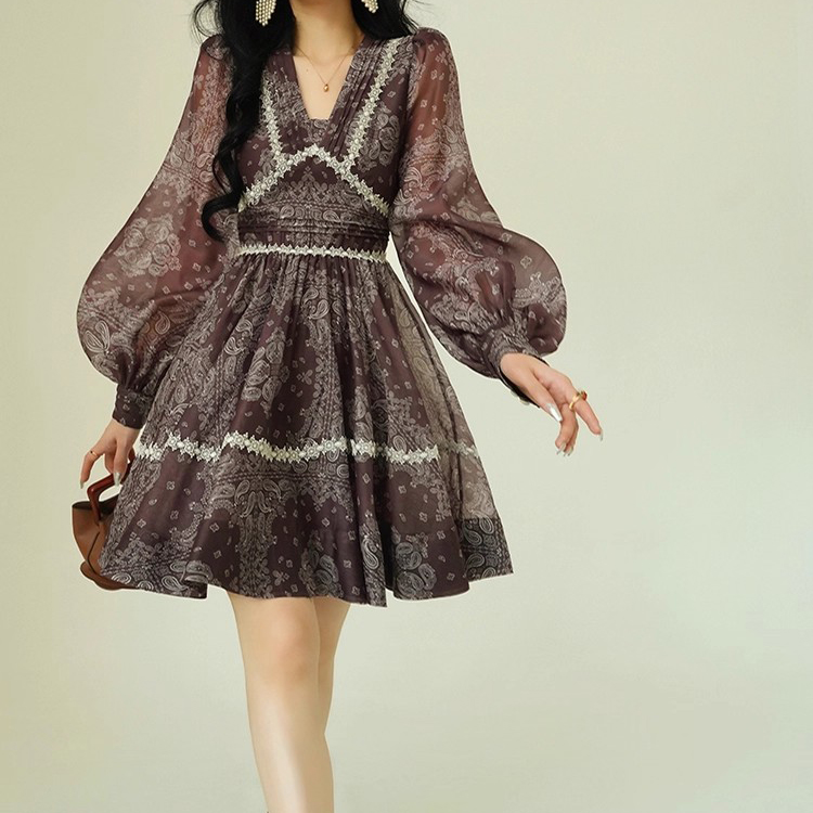 Custom Printed Lace Short Dress (3)