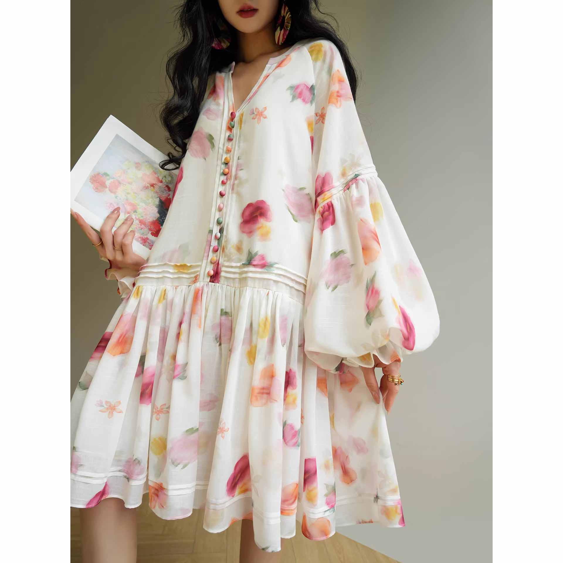 Custom Printed Loose Beach Resort Doll Dress (1)