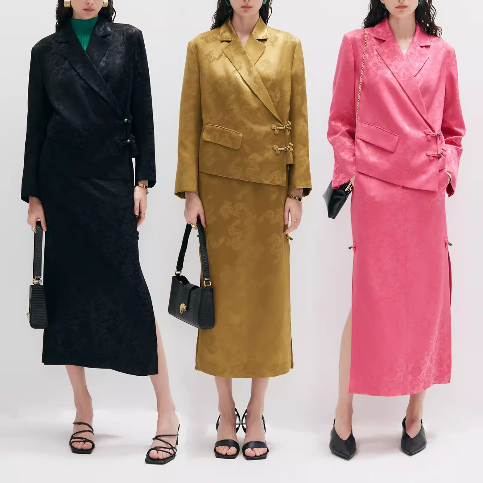 Custom Satin Printed Slit Cheongsam Skirt Factory (1)