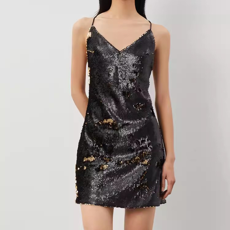 Custom Sequins Halter Dresses Women Manufacture (4)