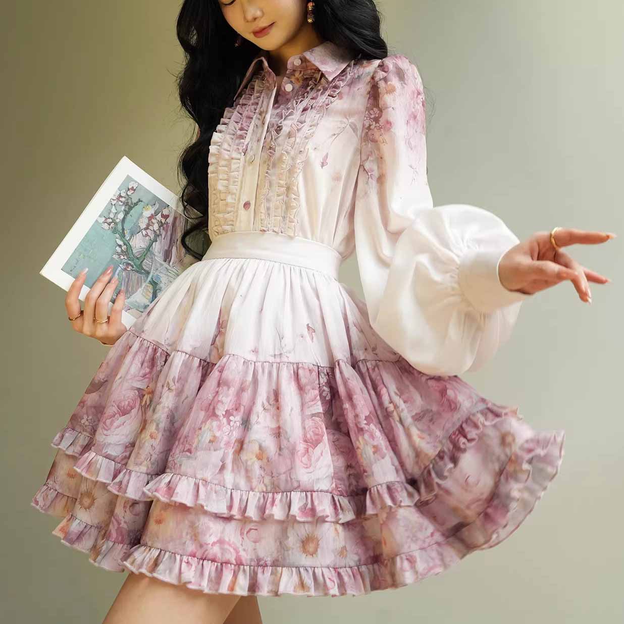 Custom Shirt Blouse and Short Skirt Set (4)