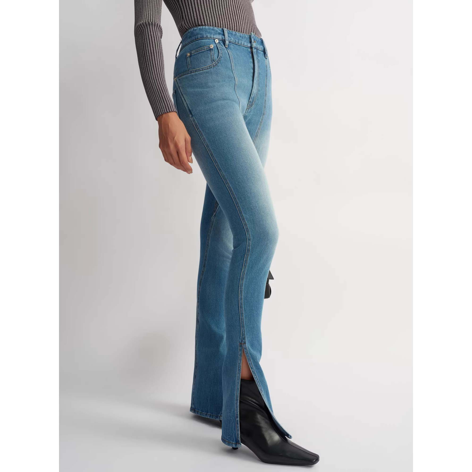 Custom Skinny Patchwork Split-Hem Flared Jeans (1)