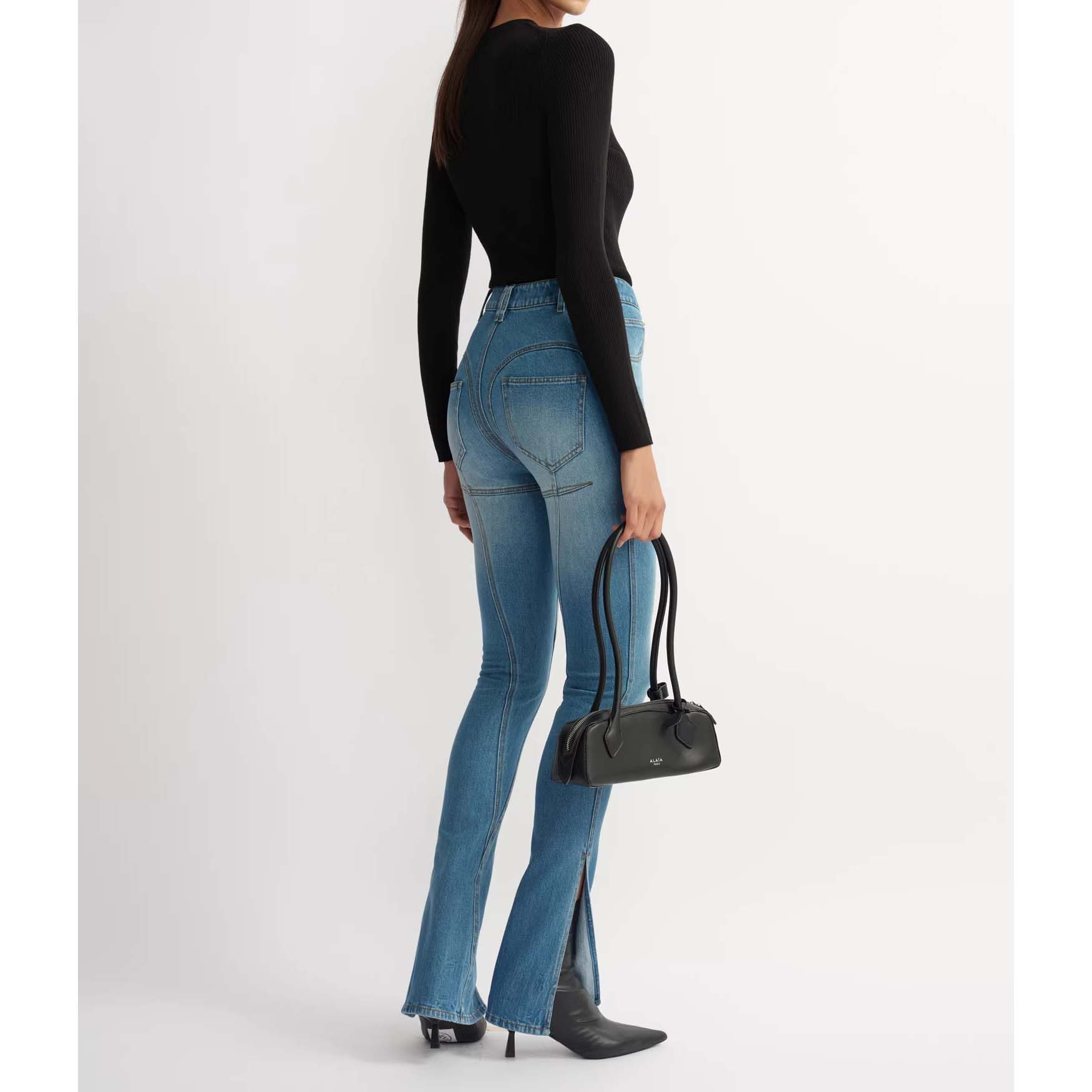 Custom Skinny Patchwork Split-Hem Flared Jeans (3)