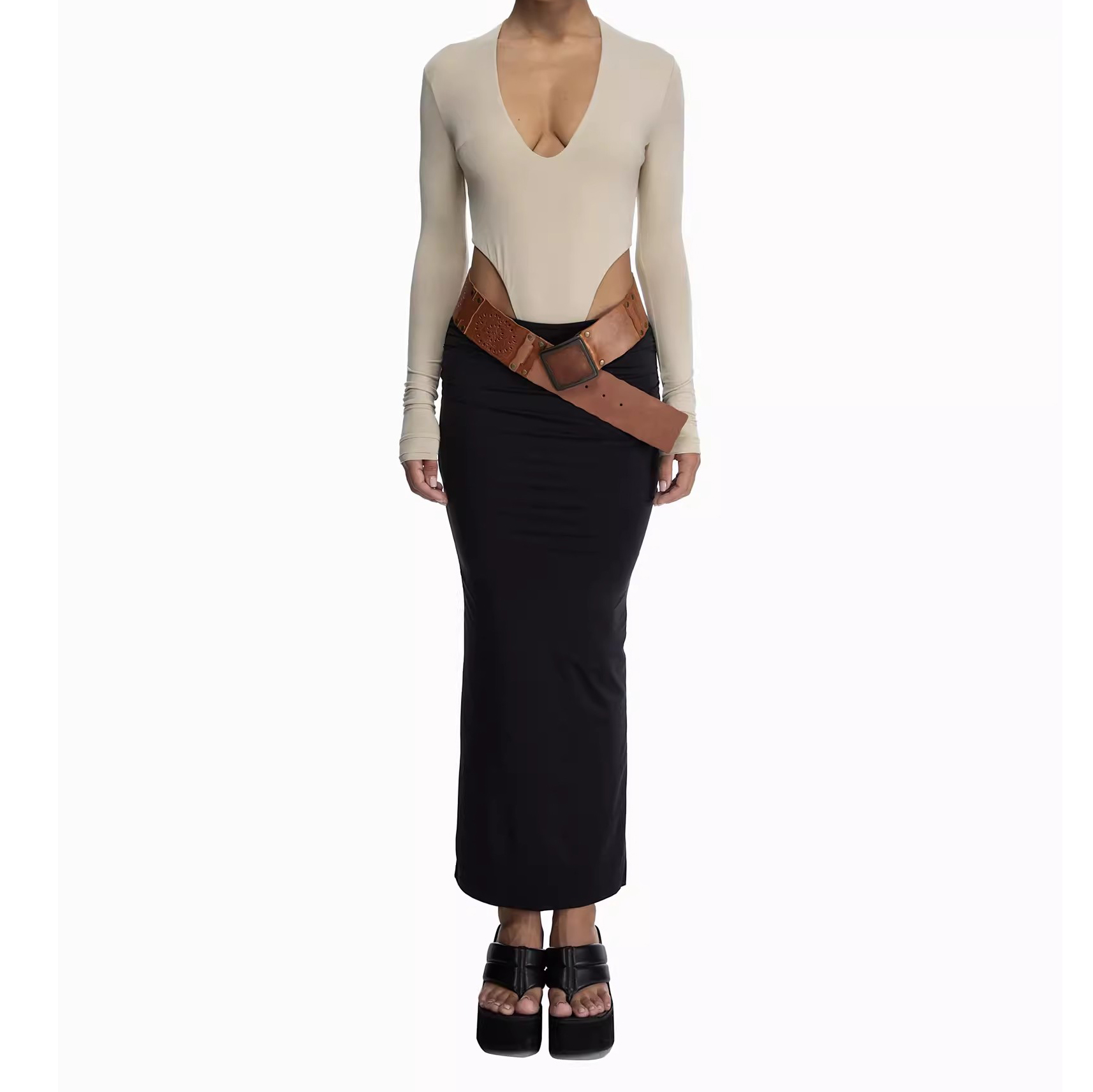 Custom Slit Silk Long Skirt Women Manufacture (5)