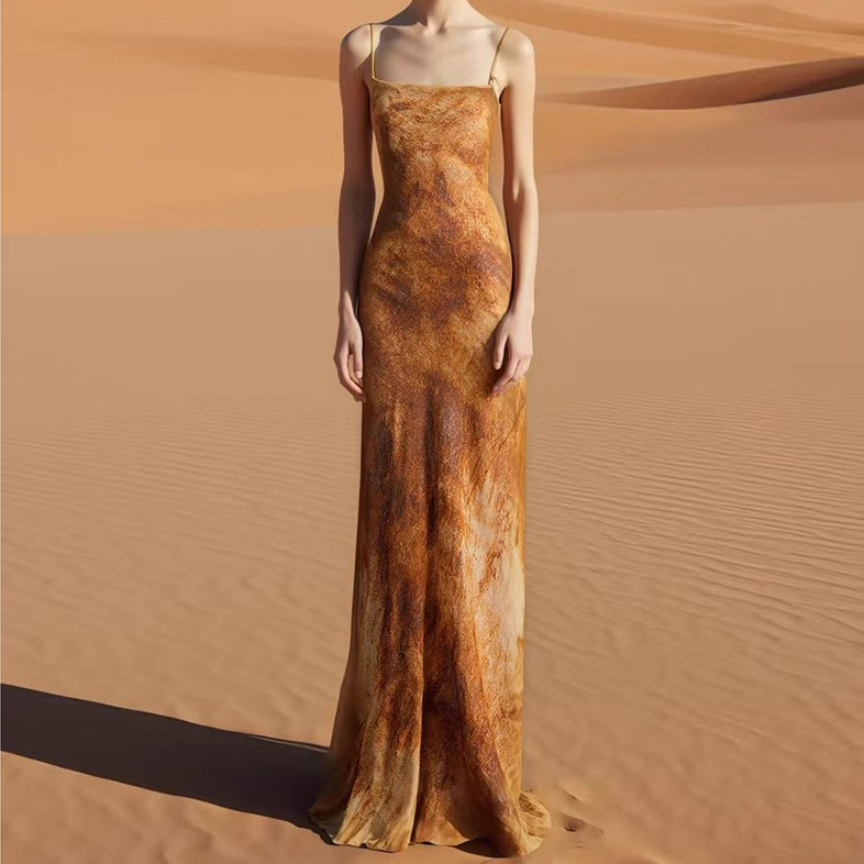 Custom Tie-Dye Silk Long Dress Manufacturer (5)