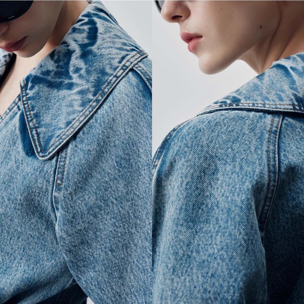 Custom Washed Tie-Front Denim Trench Coat (3)