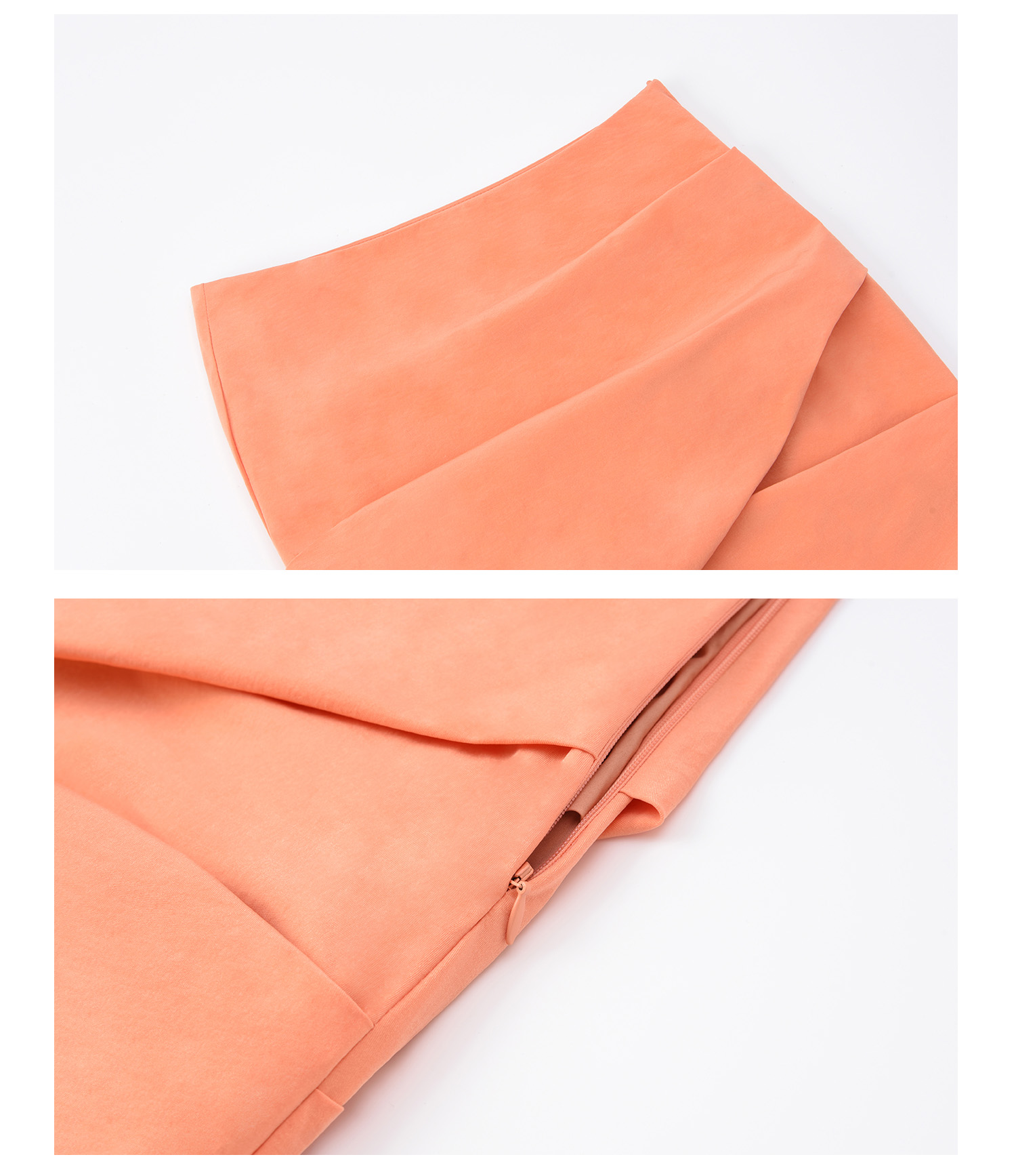 Custom pleated wrap hip slit half skirt women (2)