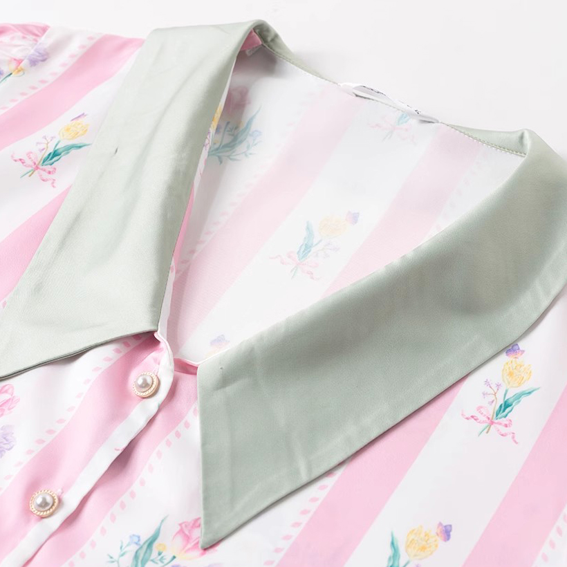 Customised Clashing Stripe Silk Pajama Set Manufacture (7)