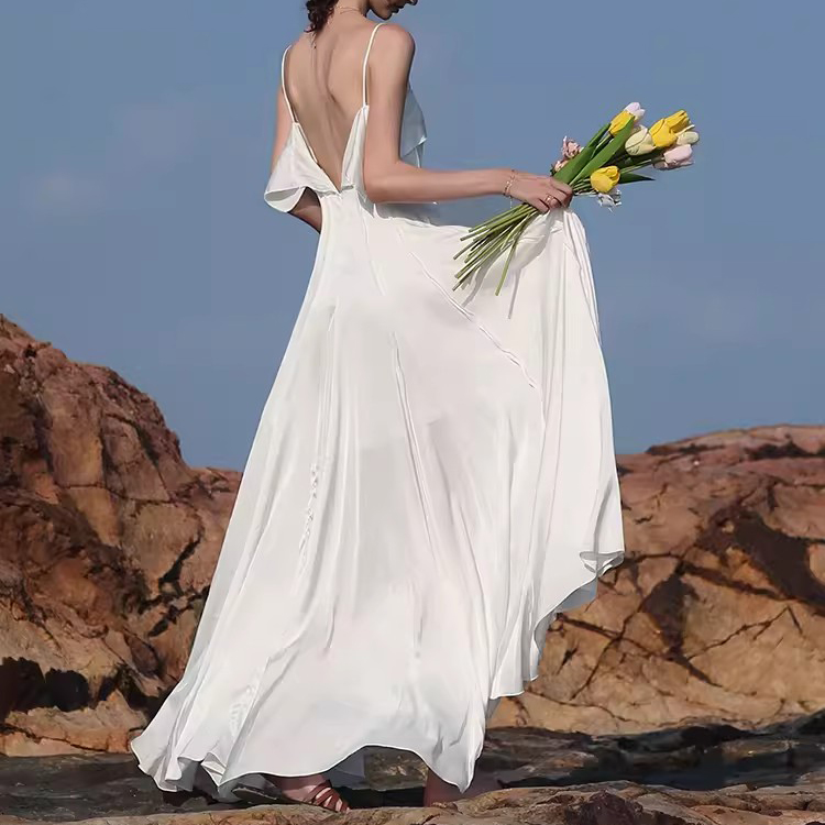 Customized Chiffon Beach Halter Backless Dresses (1)