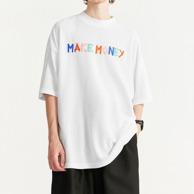 Customized Mother Embroidery Loose Letter T-Shirt Men's Factory (1)