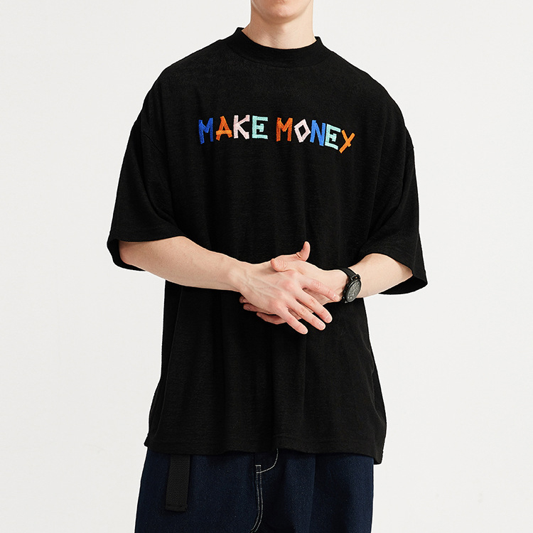 Customized Mother Embroidery Loose Letter T-Shirt Men's Factory (4)