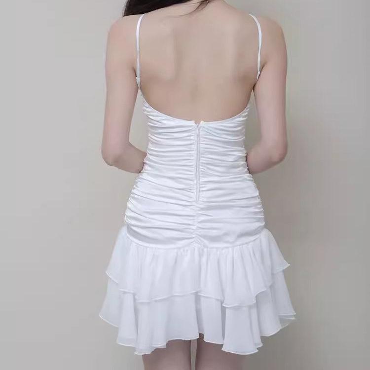 Customized White Rose Halter Ruffle Mini Dress (5)